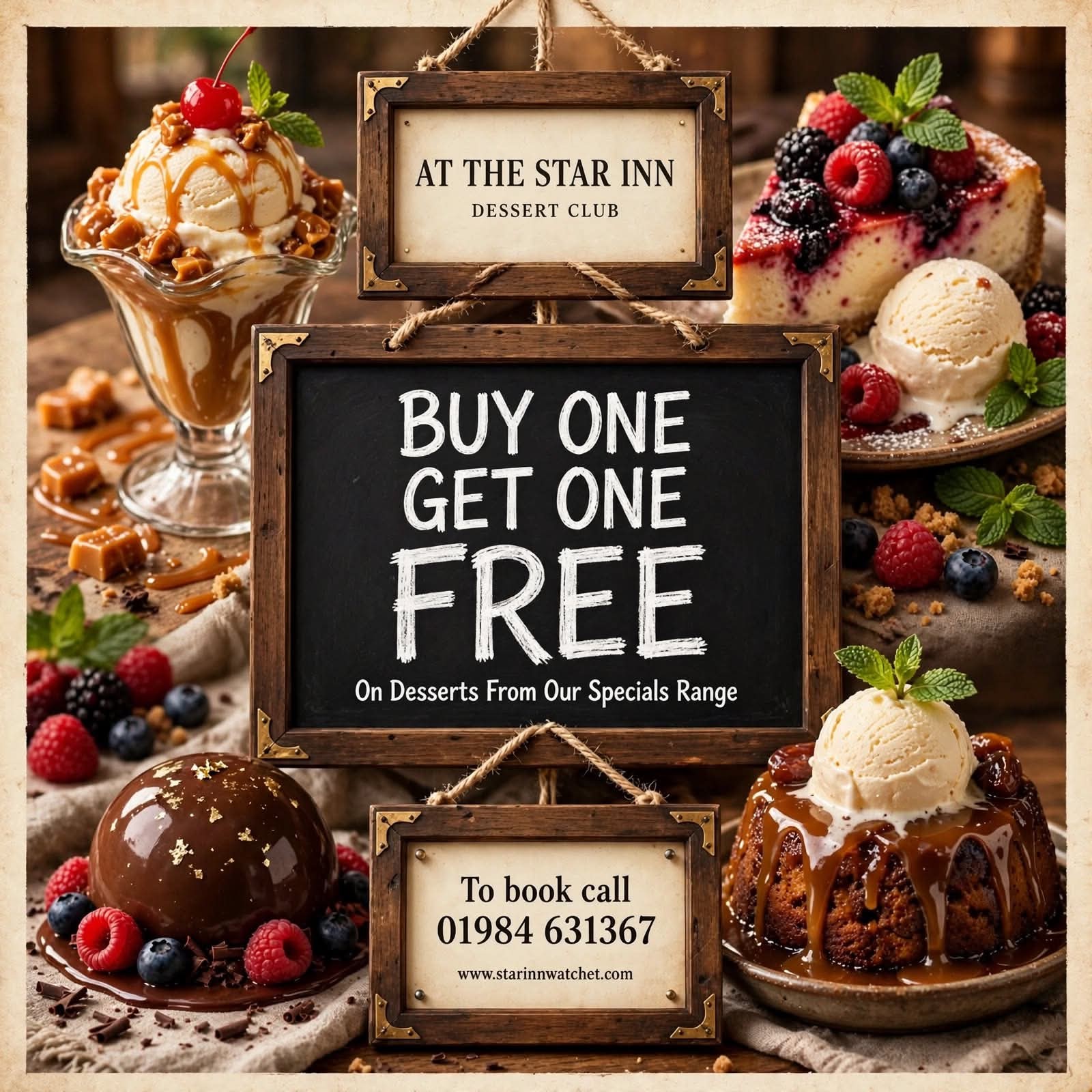 Dessert Club buy one get one free poster